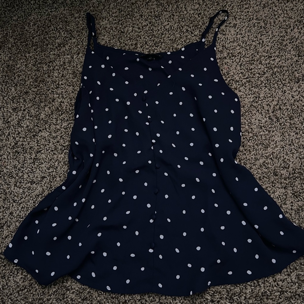 Elegant Navy Polka Dot Camisole
